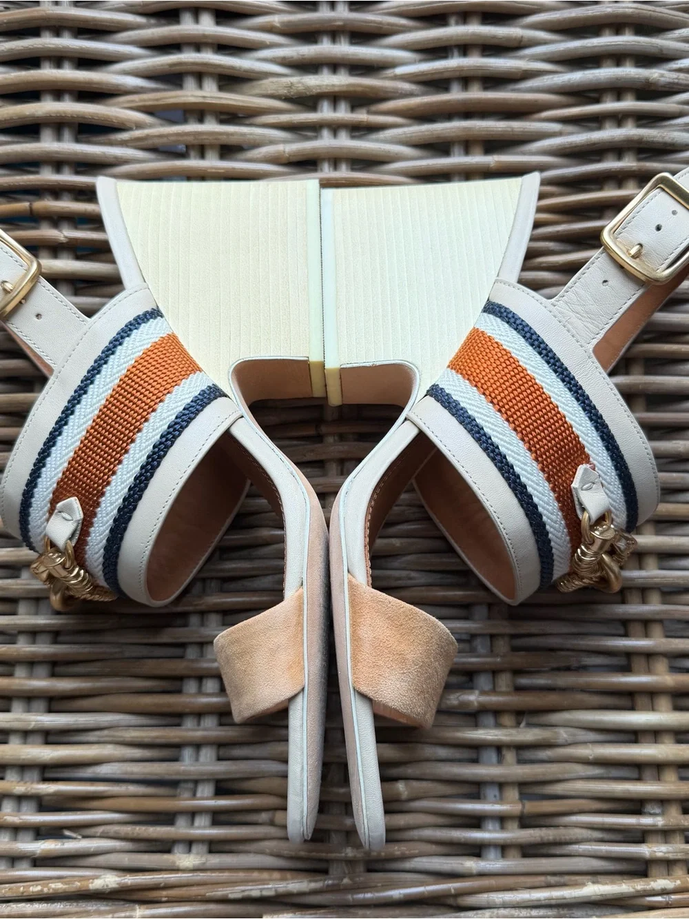 Tory Burch Jessa Horse Hardware Slingback Sandal Tan Multicolor Size 9.5 Sandals